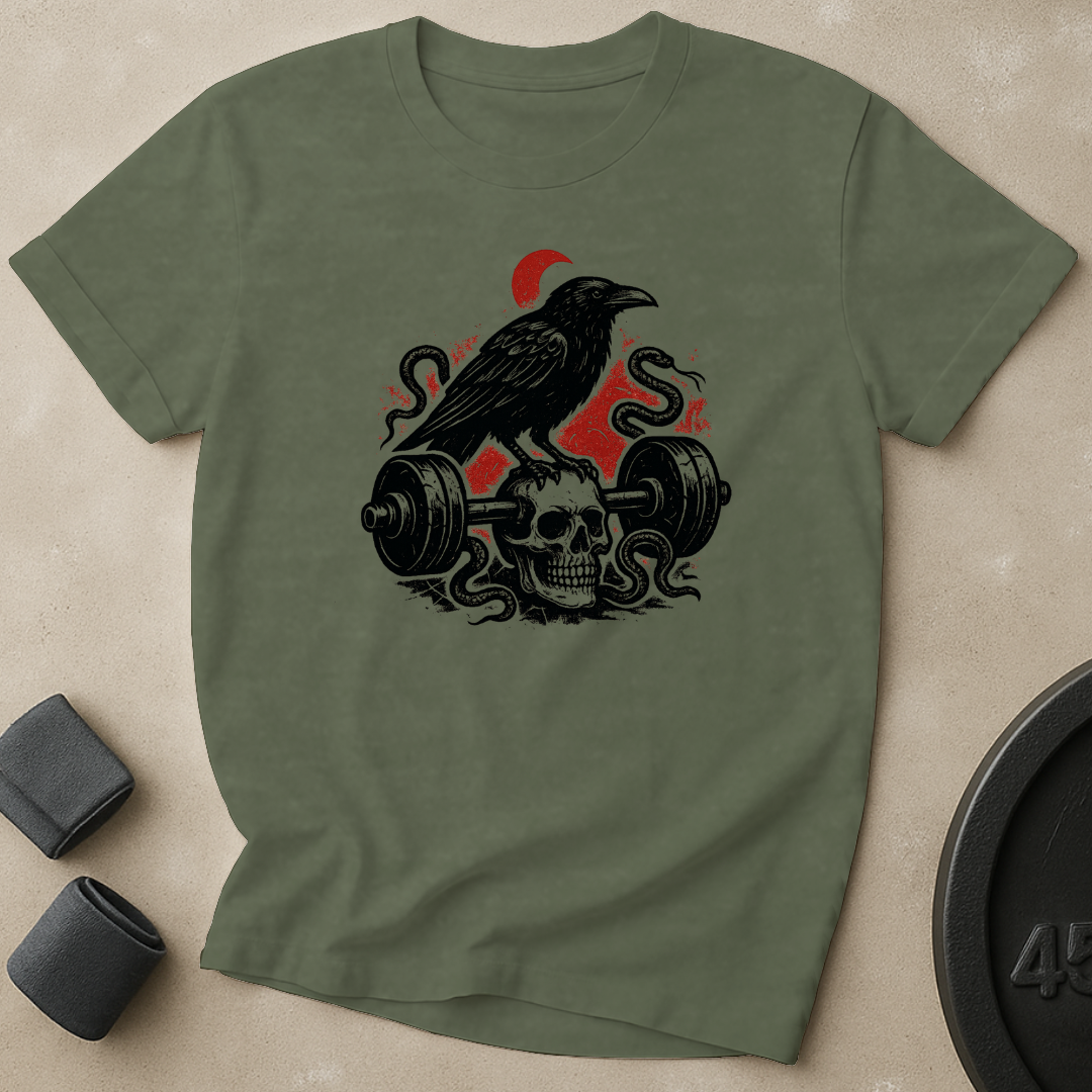 Raven Skull Barbell T-Shirt