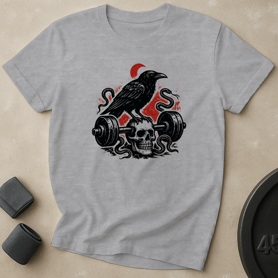 Raven Skull Barbell T-Shirt