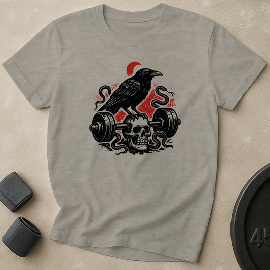Raven Skull Barbell T-Shirt