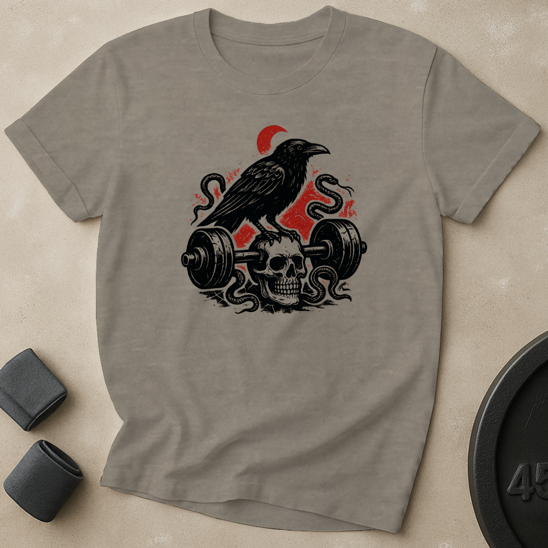 Raven Skull Barbell T-Shirt